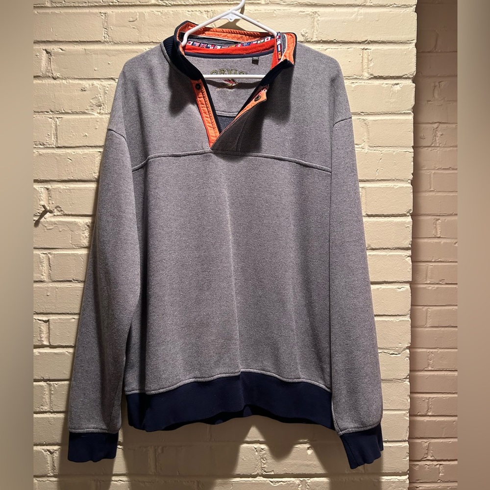 Orvis Mens signature grey quarter-zip sweatshirt size large